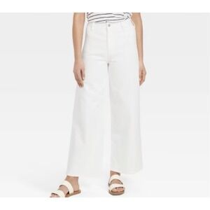 Women's High-Rise Cuffed Straight Jeans - Ava & Viv White Size 16